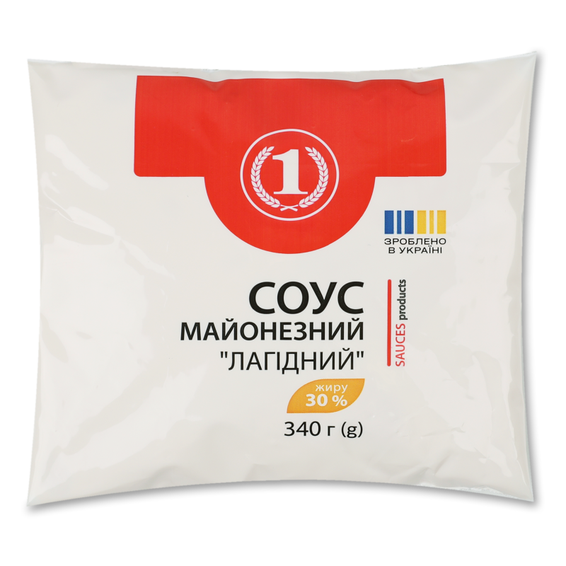 Соус майонезний Лагідний” 30% 340г п/е ТМ “1”
