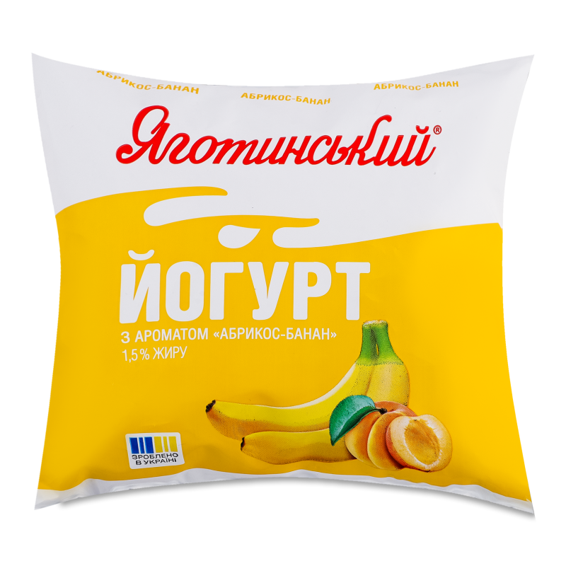 Йогурт питний з ароматом Абрикос-банан 1,5% 400г п/е Яготинський