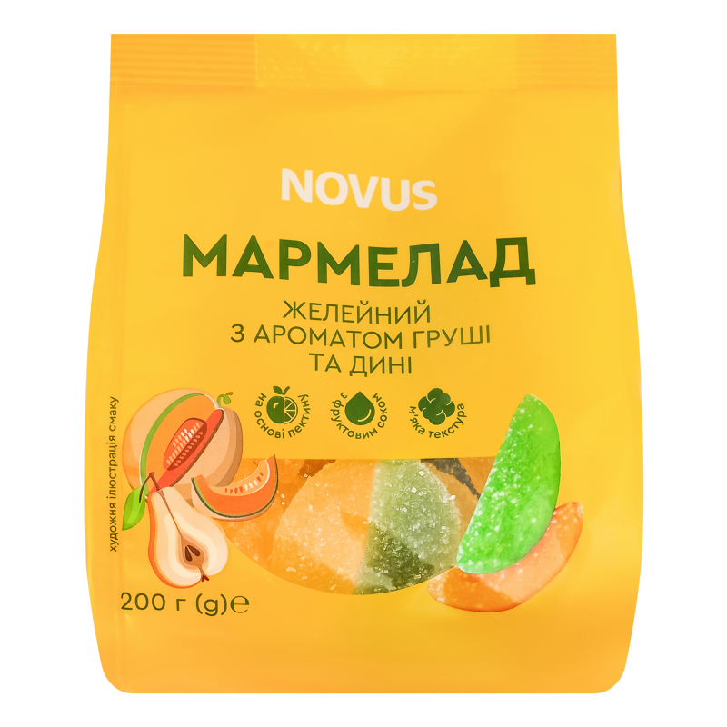 Мармелад желейний з ароматом груші та дині Novus м/у