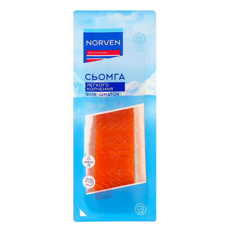 Сьомга легкого копчення філе-шматок Norven з/ш 1с лоток