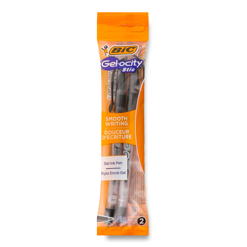 Ручка гелева Gelocity Stic чорна 0,5мм 2шт BiC