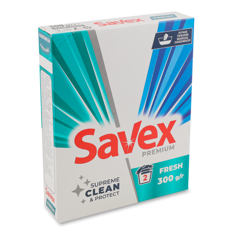 Засіб миючий порошкоподіний Premium Fresh ручне прання 300г Savex
