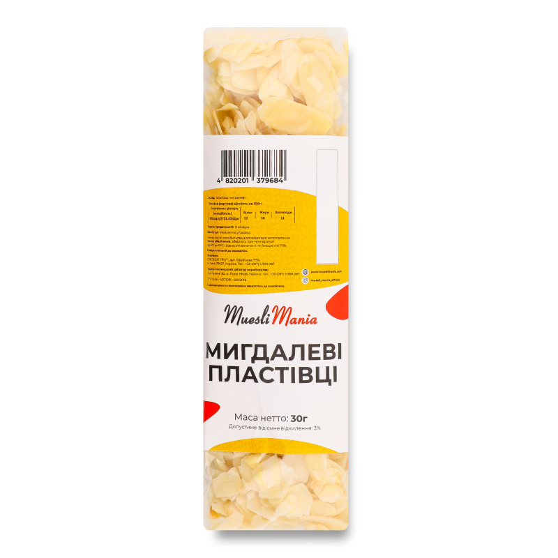 Пластівці мигдалеві 30г стік Muesli Mania