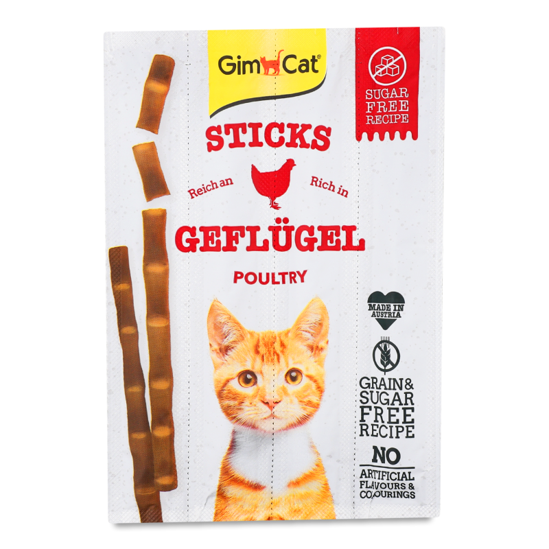 Ласощі д/котів Палички м”ясні з м”ясом птахів 4шт Джим Кет