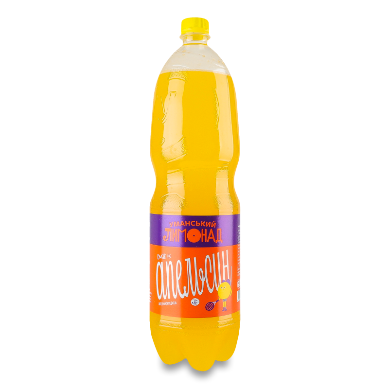 Напій безалкогольний Уманський лимонад Смак апельсин сильногазований 1,5л пет Уманьпиво
