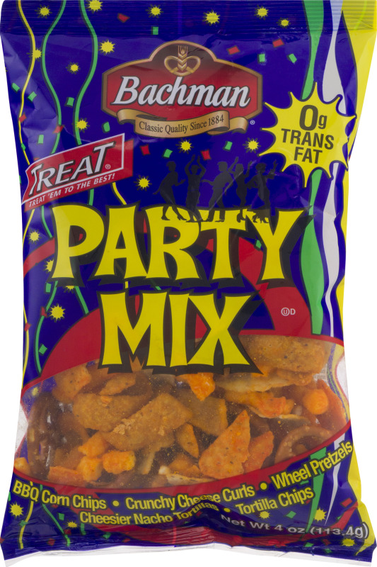Bachman Party Mix BBQ Corn, Cheese Curls, Wheel Pretzel, Nacho