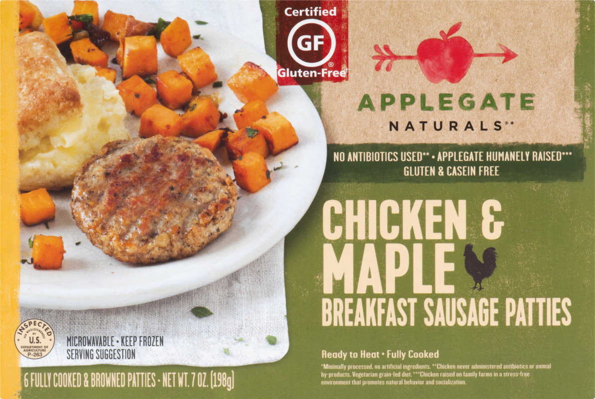 Applegate Naturals Breakfast Sausage Patties Chicken & Maple 6 CT