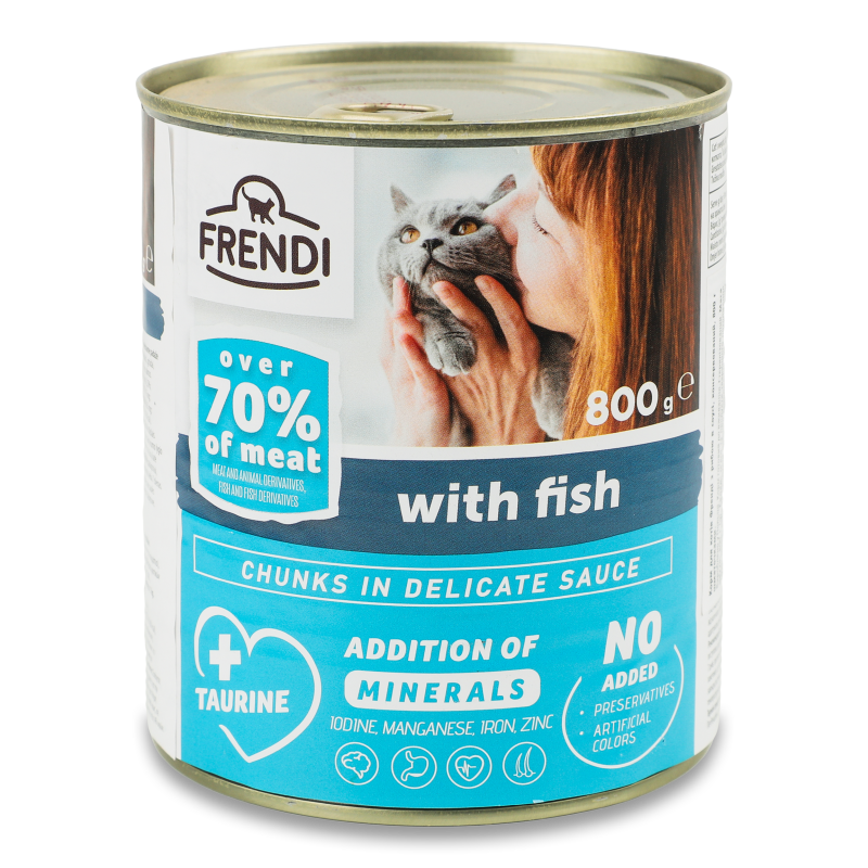 Корм д/котів Шматочки риби в соусі 800г ж/б Frendi