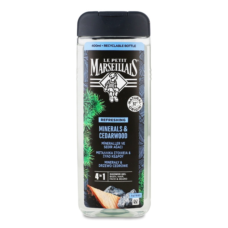 Гель-шампунь Minerals&Cedarwood д/чоловіків 400мл Le Petit Marseillais