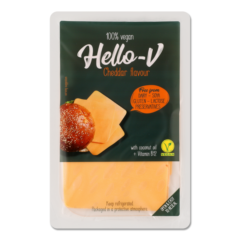 Сир веганський Cheddar flavour 24% слайси 140г газ/уп Hello-V