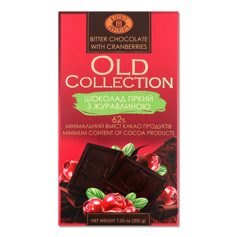 Шоколад Олд Коллекшн гіркий з журавлиною 200г Бісквіт-шоколад