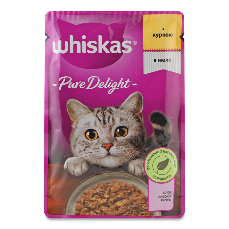Корм д/дорослих котів Пур Деліс з курою в желе 85г пауч Віскас