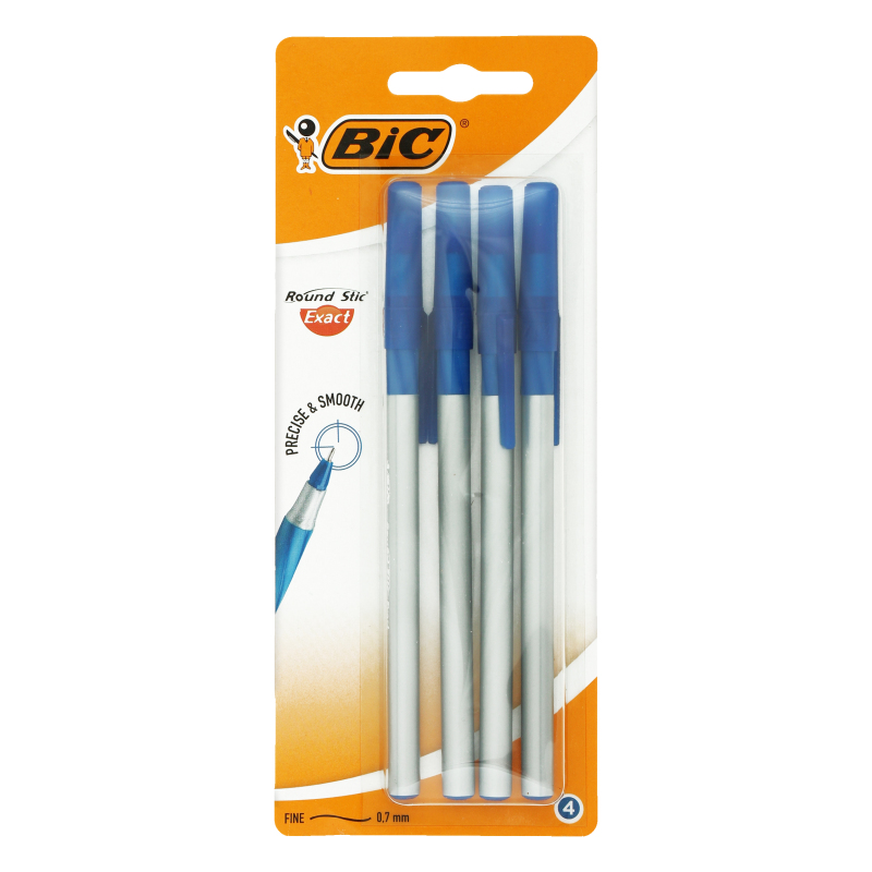 Ручка BIC round stic экзакт тонкая линия синяя 4шт #2 (3086123408067)