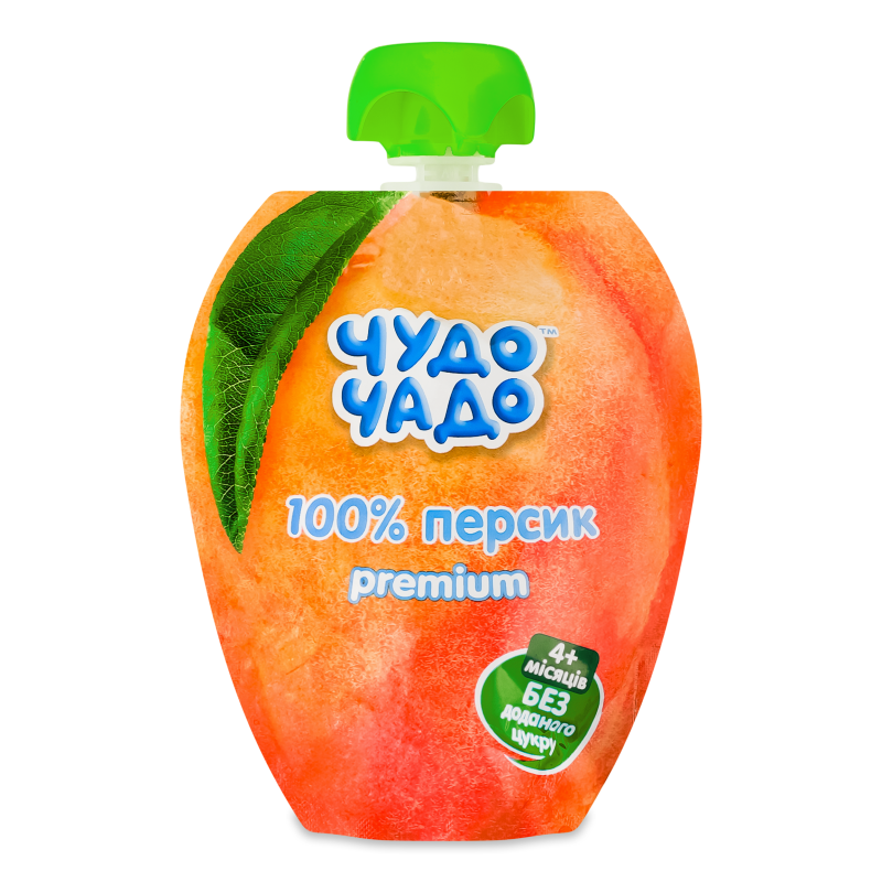 Пюре з персиків без цукру з 4місяців 90г пауч Чудо-Чадо