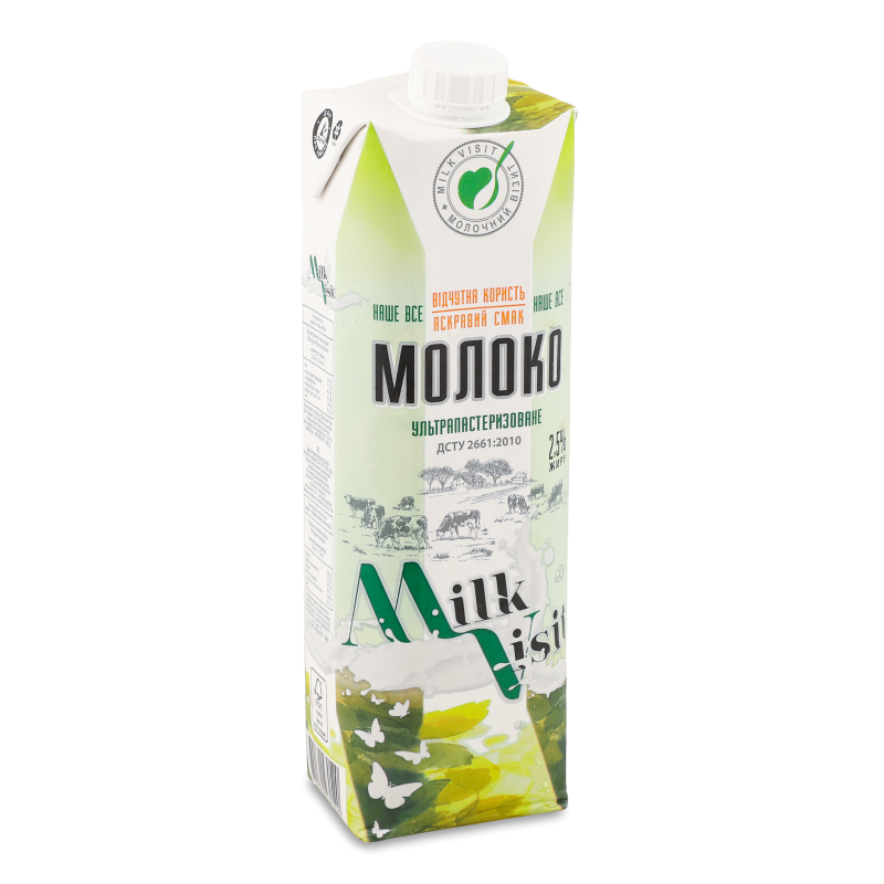 Молоко ультрапастеризоване 2,5% 1000г т/п Milk Visit