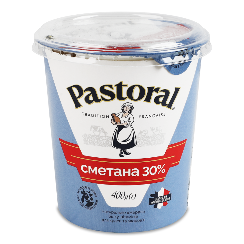Сметана 30% 400г стакан Pastoral