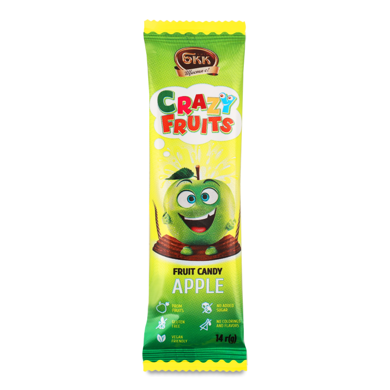 Цукерка фруктова Crazy fruits Яблуко 14г БКК