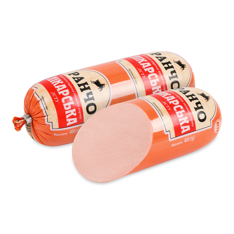 Ковбаса Лікарська варена в/г малий батон 400г поліамід Ранчо