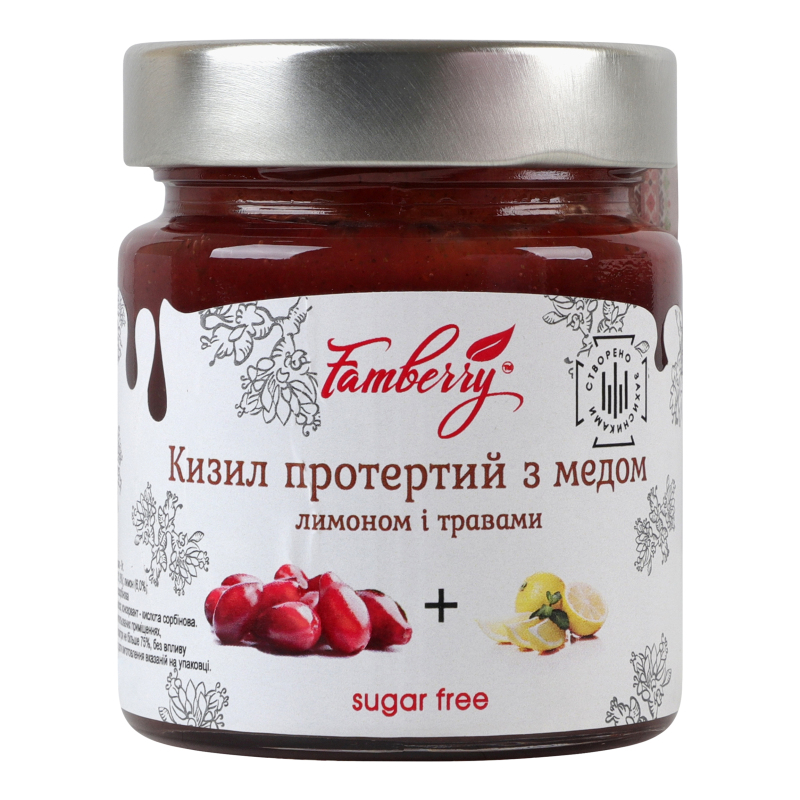 Кизил протертий з медом, лимоном і травами Famberry с/б