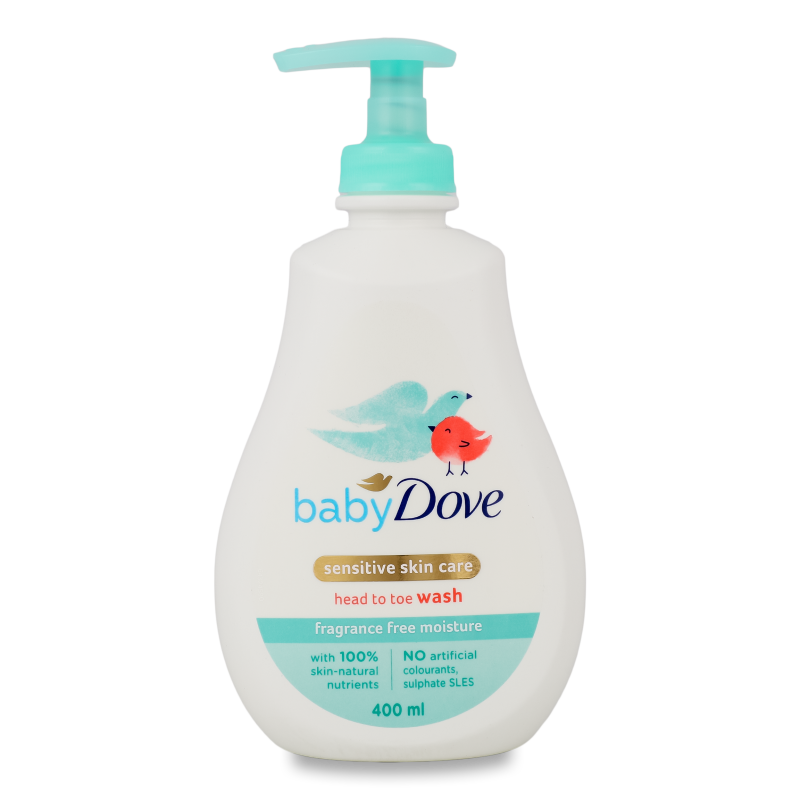 Гель д/душу дитячий Від маківки до п”яточок Зволоження б/запаху 400мл з дозатором Дав Бейбі