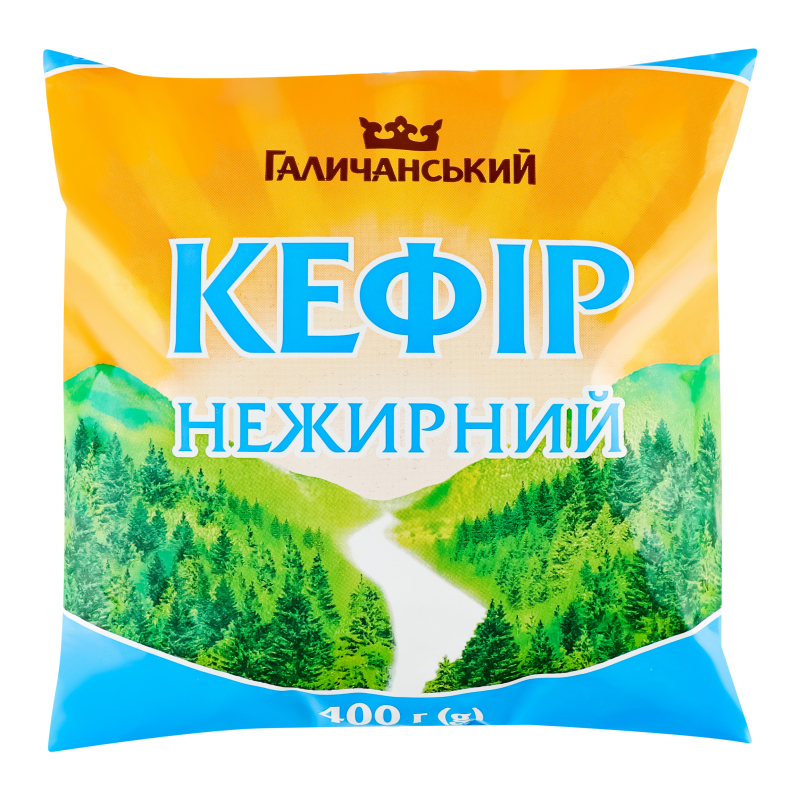 Кефир нежирный Галичанський м/у 400г Галичанське(4820038493560): купить ...