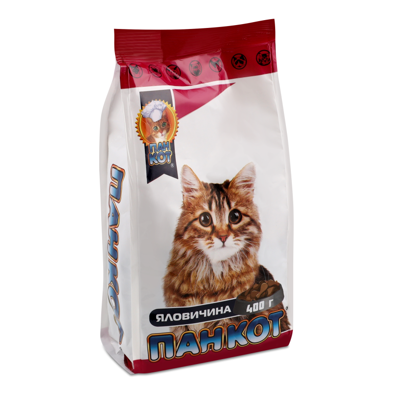 Корм д/котів з смаком яловичини сухий 400г Пан Кот