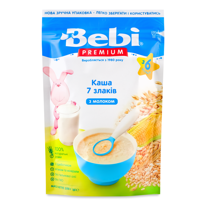 Каша молочна Premium 7злаків від 6місяців 200г зіп/пакет Bebi