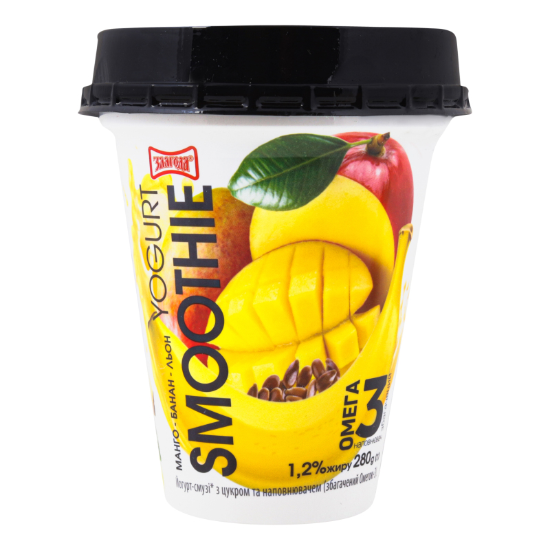 Йогурт 1.2% Манго-банан-льон Smoothie Злагода ст