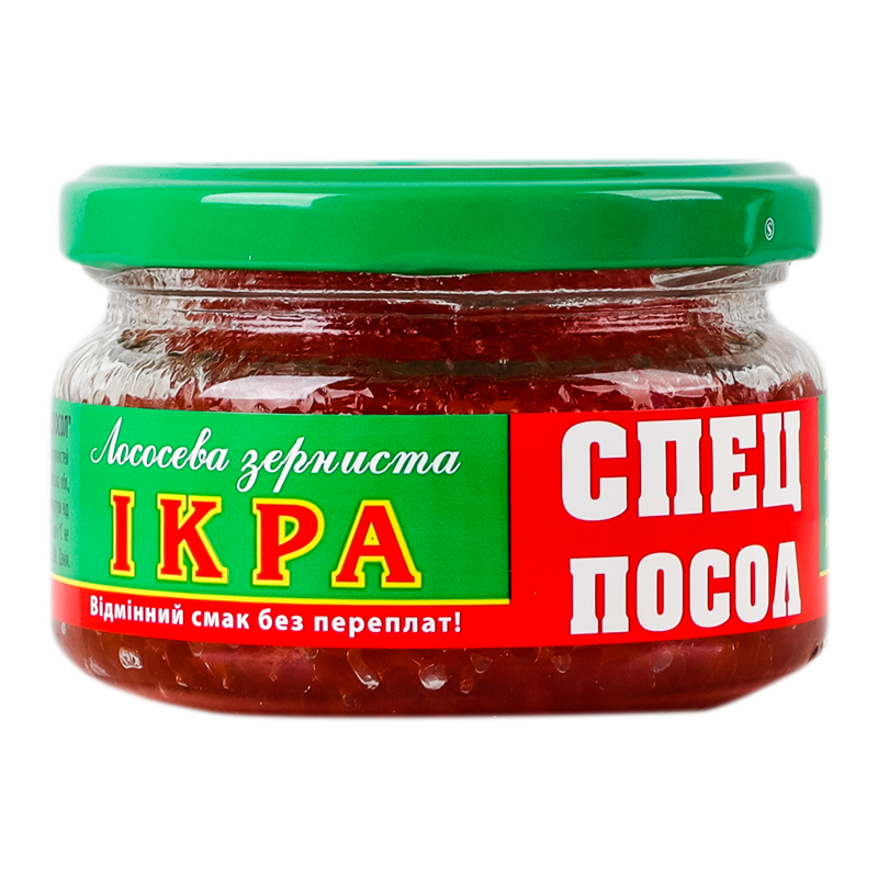 Икра лососевая зернистая соленая Спецпосол 1с с/б 180г Спецпосол