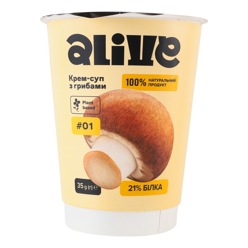 Крем-суп быстрого приготовления с грибами Alive ст 35г Alive