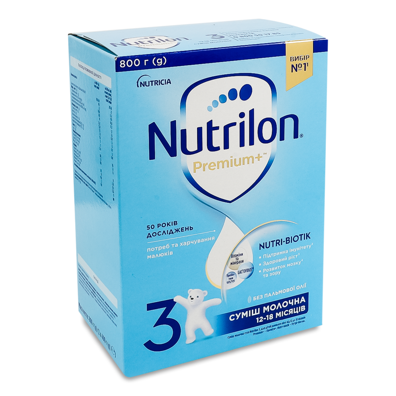 Суміш молочна Premium+ 3 суха від 12 до 18місяців 800г Nutrilon