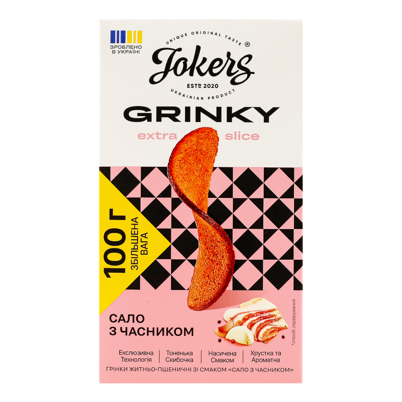 Грінки житньо-пшеничні Сало з часником Extra slice Jokers к/у