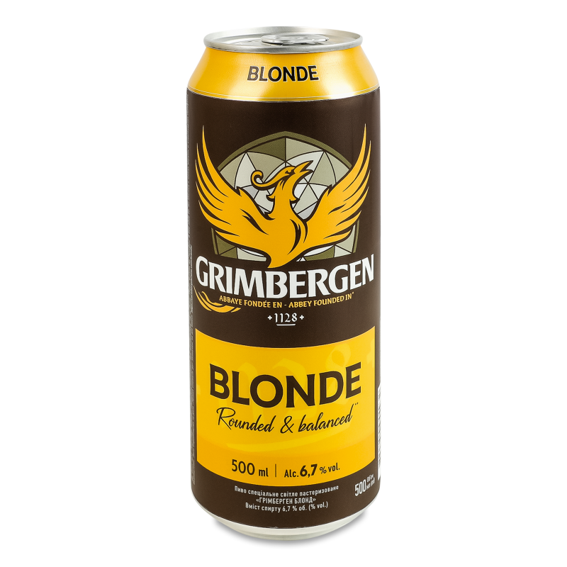 Пиво Blonde світле пастеризоване 6,7% 0,5л ж/б Grimbergen