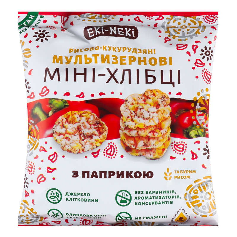 Міні-хлібці рисово-кукурудзяні з паприкою Мультизернові Eki-Neki м/у