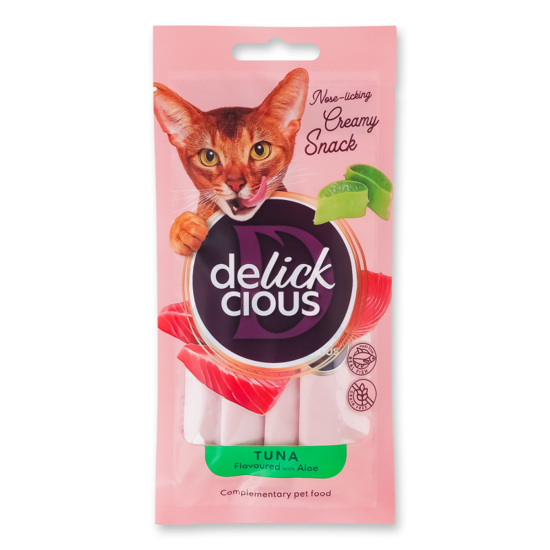 Ласощі д/котів Тунець з додаванням алое 4*15г м/у Delickcious