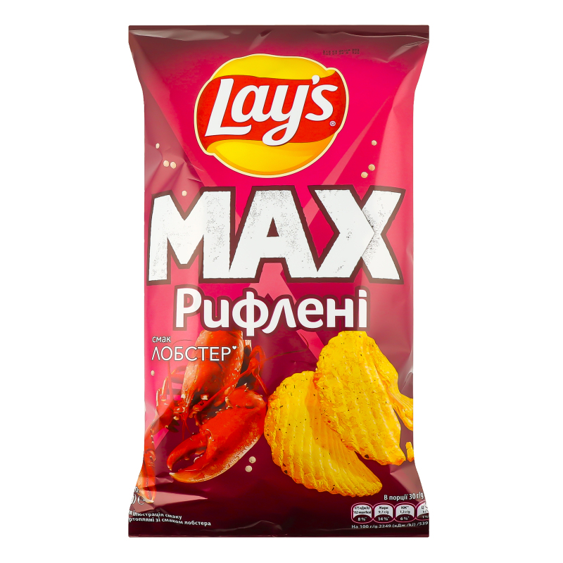 Чипсы картофельные Лобстер Рифленые Max Lay's м/у 120г Lay's ...