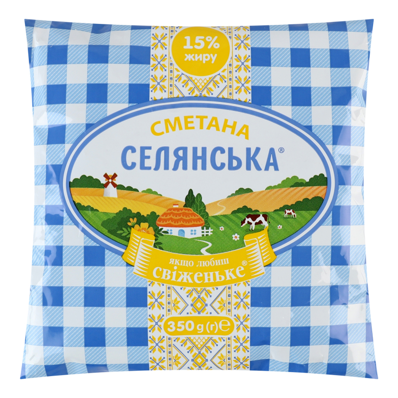 Сметана 15% Селянська м/у 350г Селянське(4820254400441): купить в ...