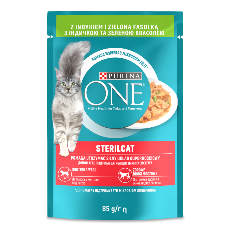 Корм д/кастрованих котів Стерілкет з індичкою та зеленою квасолею 85г пауч Пуріна Ван
