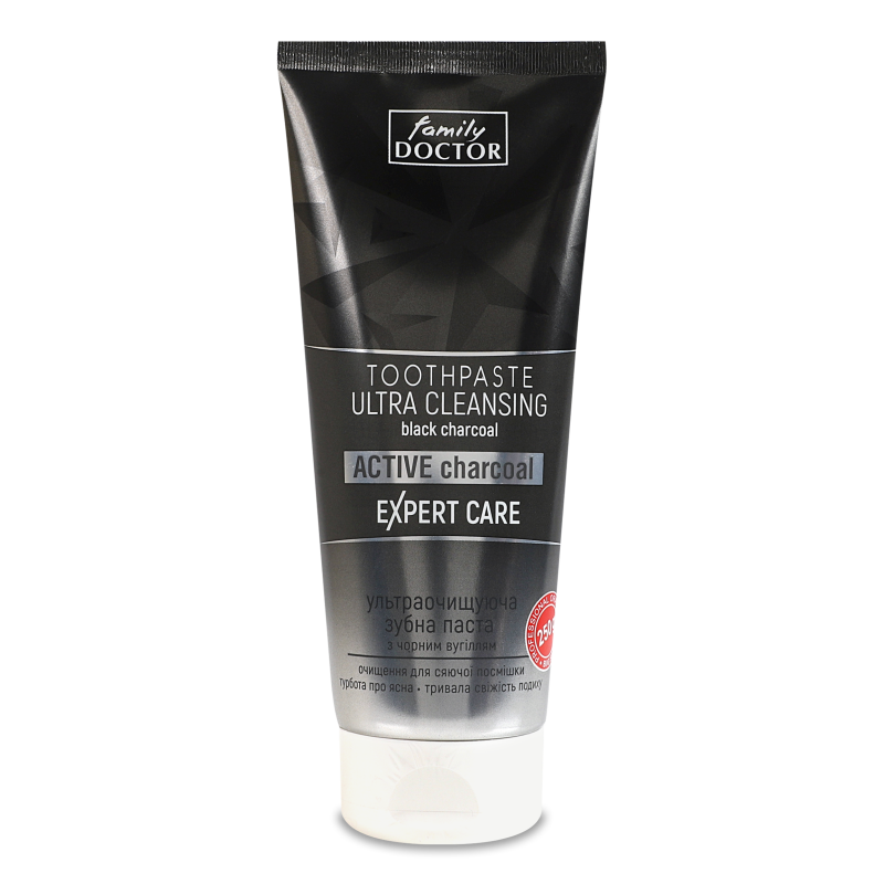 Паста зубна Active charcoal ультраочищуюча з чорним вугіллям 250г Family Doctor