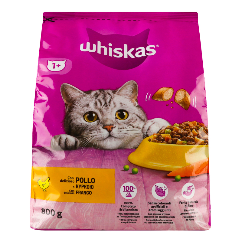 Корм сухой для взрослых котов С курицей Whiskas м/у 800г Whiskas ...