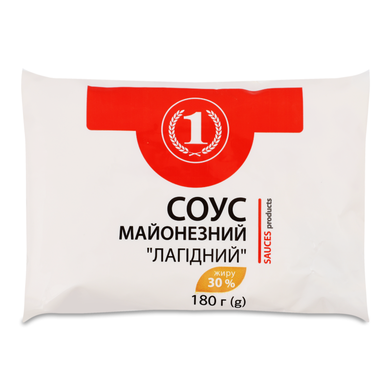 Соус майонезний Лагідний 30% 180г п/е ТМ “1”