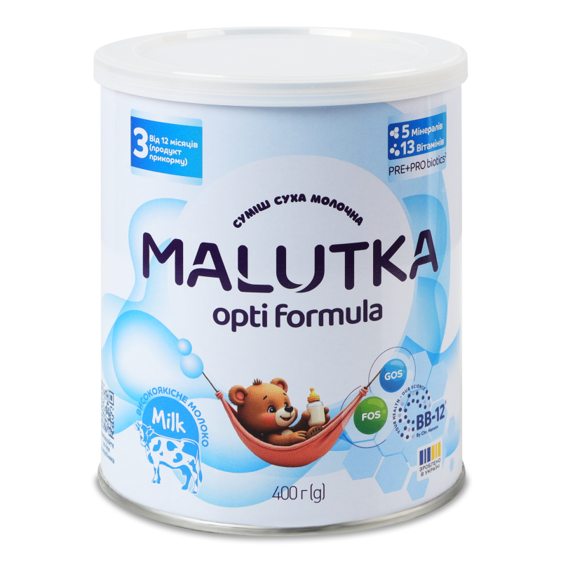 Суміш молочна Opti Formula 3 від 12місяців 400г ж/б Малютка