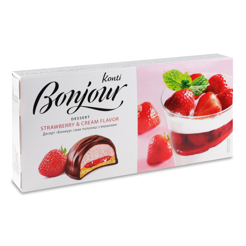 Десерт Бонжур смак полуниці з вершками 232г Конті