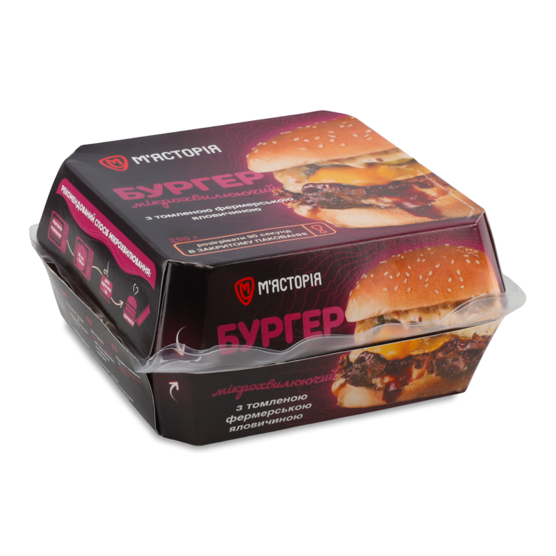 Бургер з томленою фермерською яловичиною 250г М”ясторія