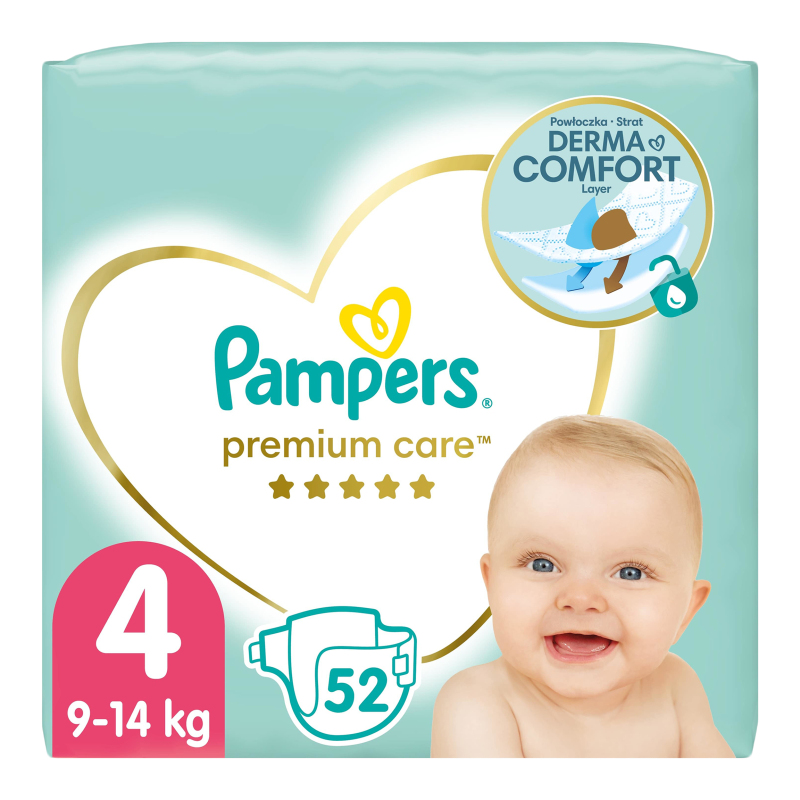 Підгузники Jumbo Pack Premium Care Maxi Pampers (4) 7-18кг 52шт Pampers ...