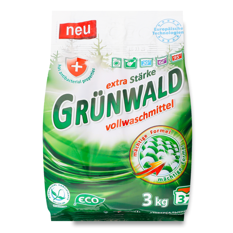 Порошок пральний Гірська свіжість універсальний 3кг Грюнвальд