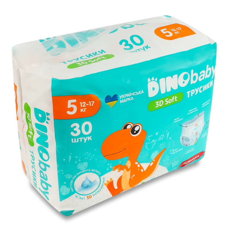 Підгузки-трусики 3D Soft 5 12-17кг 30шт DinoBaby