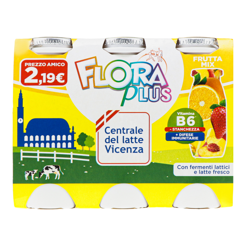Продукт кисломолочний з пробіотиками Фруктовий мікс Flora Plus к/у 6х