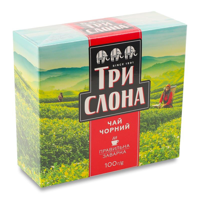 Чай чорний байховий листовий 100г Три слона