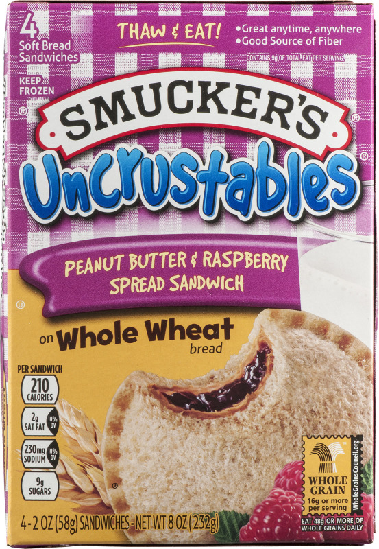 Smucker's Uncrustables Spread Sandwiches Peanut Butter & Raspberry - 4 ...
